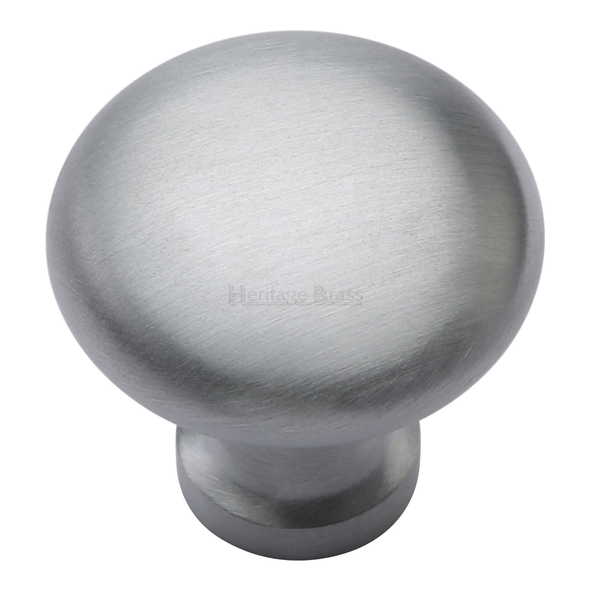 C113 32-SC • 32 x 15 x 29mm • Satin Chrome • Heritage Brass Bun Cabinet Knob